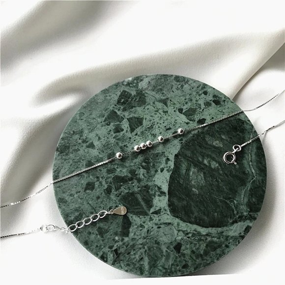 NEW 925 Sterling Silver Simple Bead Necklace - Picture 7 of 8